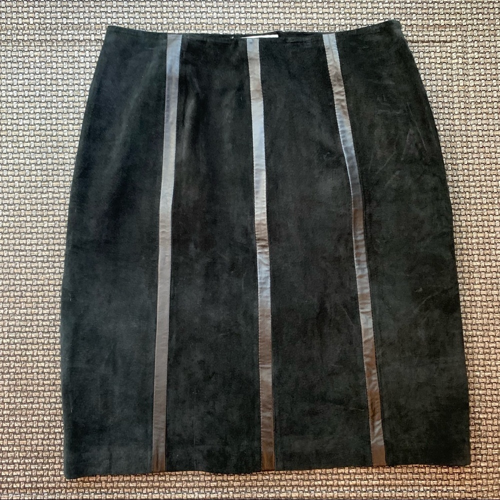 EUC Alfani Suede and Leather Striped Pencil Skirt
